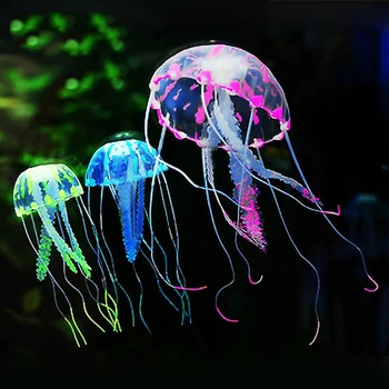 

1PC Simulated Jellyfish Glowing Effect Fish Tank Landscape Aquarium Decoration Silicone Jellyfish Floating Random Color