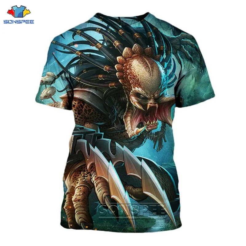 

SONSPEE Customize Tee Shirt Women Halloween Horror Predator T-shirts 3D Print Men's Summer Top Gym Clothing Short Sleeve Tshirt