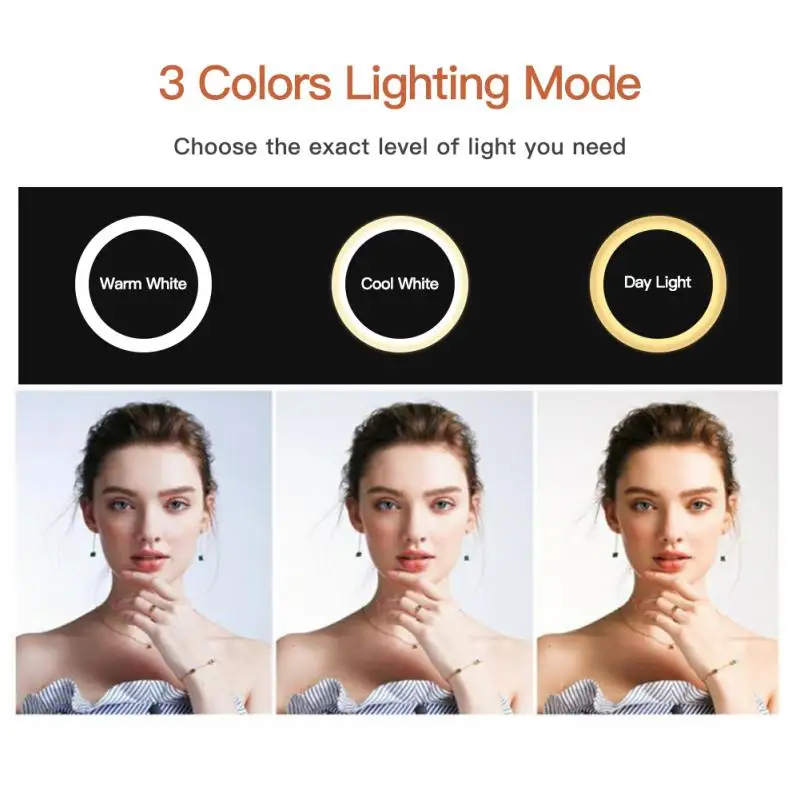 사진 LED 셀카 링 라이트 26CM 밝기 조절 카메라 폰 링 램프 10 인치 테이블 삼각대 메이크업 비디오 라이브 스튜디오 10, 촬영 조명 사진 영상 촬영 조명 휴대폰 스탠드