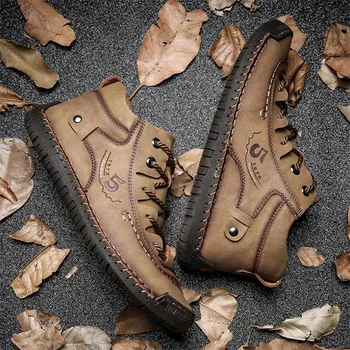 

New men shoes leather solid color comfortable breathable lightweight casual shoes sneaker wear non-slip design men shoes