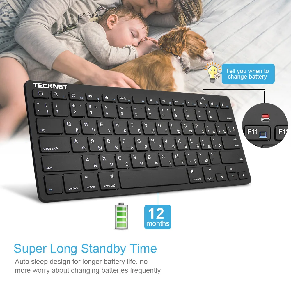 TeckNet Wireless Keyboard Computer Keyboards Slim USB Laptop Single Key board for Mini TV Android Windows 10 8 7 XP