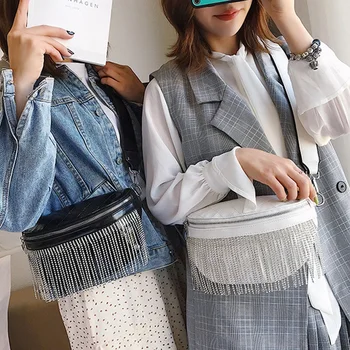 

Fashion Lady Wild Net Red Chest Bag Crossbody Waist Bag Tassel Wind Bag