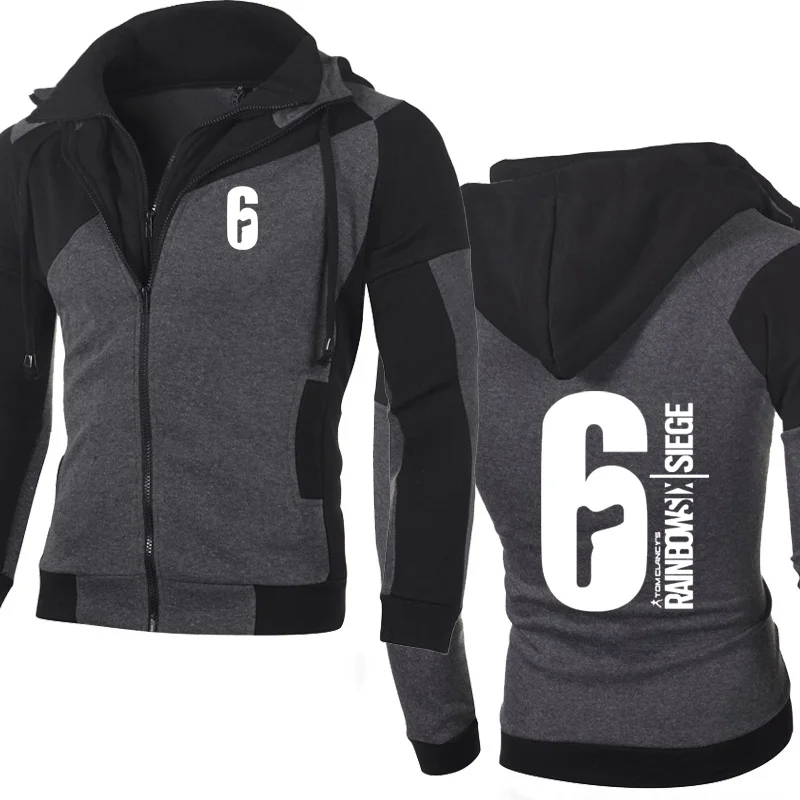 

Spring Autumn Jacket Men Rainbow six siege Sweatshirt Fleece Wram Zipper Jacket Man Hoodie Hip Hop Harajuku Male Clothing