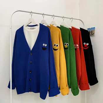 

Winter New Cardigan Men Warm Fashion Embroidery Solid Color Casual V-neck Knit Sweater Jacket Man Streetwear Wild Loose Sweater
