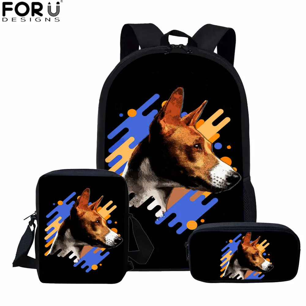 L5405CEK FORUDESIGNS/Комплект детских школьных сумок с принтом собаки Басенджи, милый рюкзак для книг, школьные сумки для девочек, детские школьные рюкзаки для студентов - Цвет: L5405CEK