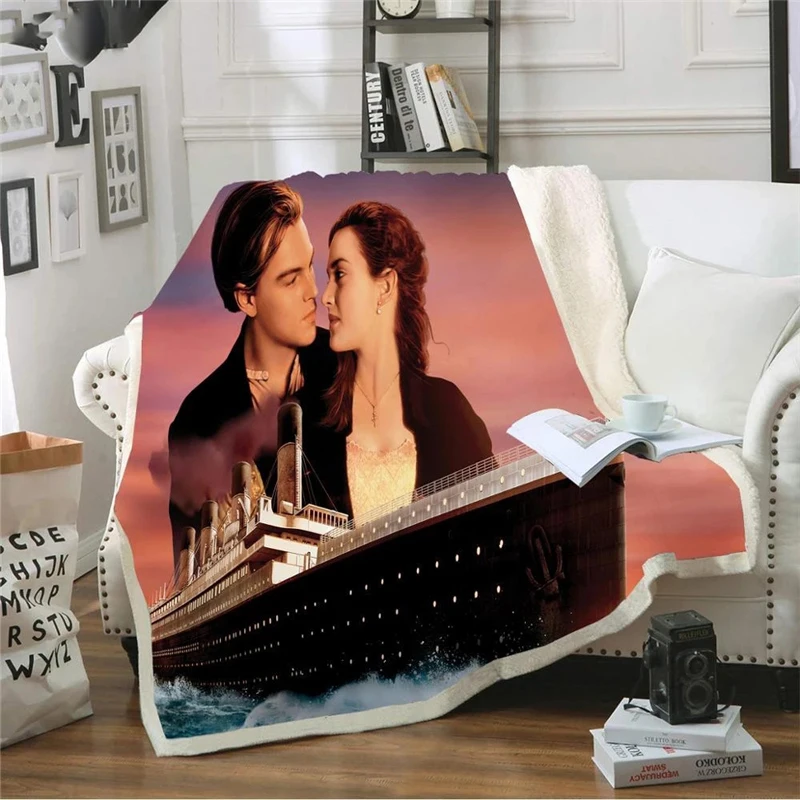 

Jack and Rose Titanic Sherpa Blanket Teens Boys Couple Nap Blanket Soft Winter Warm Blanket on Sofa Bed Custom Bedding