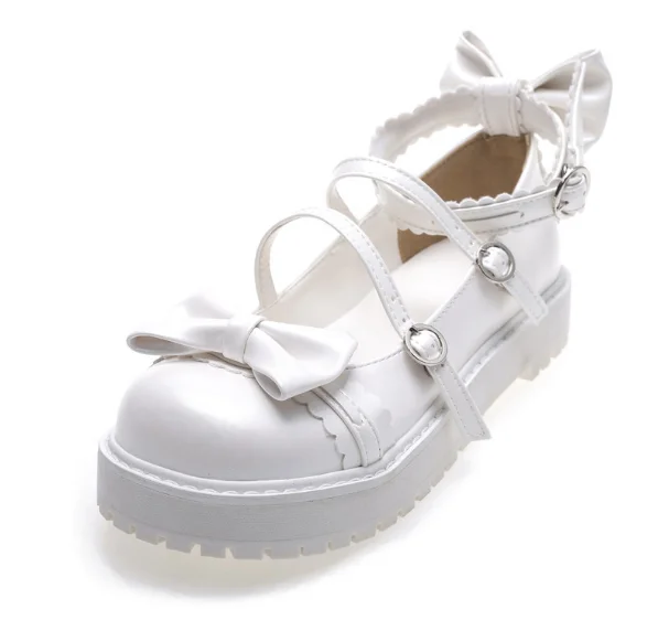 Round head women shoes kawaii girl sweet lolita cosplay shoes loli cos Japanese sweet lolita shoes cute bowknot low heel