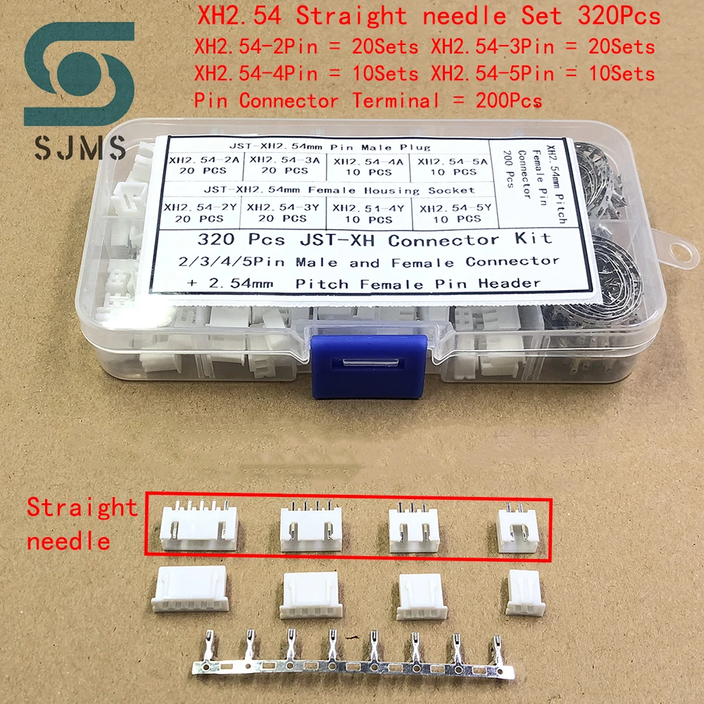 2.54mm Pitch JST Terminal Kit Wire Header Housing Adaptor XH2.54 2p 3p 4p 5p pin Connector plug straight needle TJC3 230/320pcs wire connector terminals,wire connector,electrical connectors,electrical connector,cable connector,pin header,connector adapter,cable adapter,pcb connector,pcb adapter converter