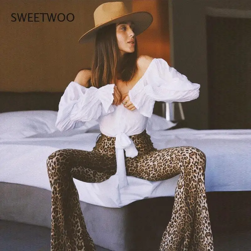 High Waist Leopard Print Flare Leggings 2021 Autumn Winter Women Fashion Sexy Bodycon Trousers Club Pants