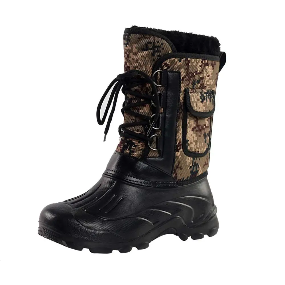 SUADEEX/мужские зимние ботинки; водонепроницаемые теплые зимние ботинки; Осенняя безопасная Мужская обувь до середины икры; нескользящая походная обувь на платформе - Цвет: E
