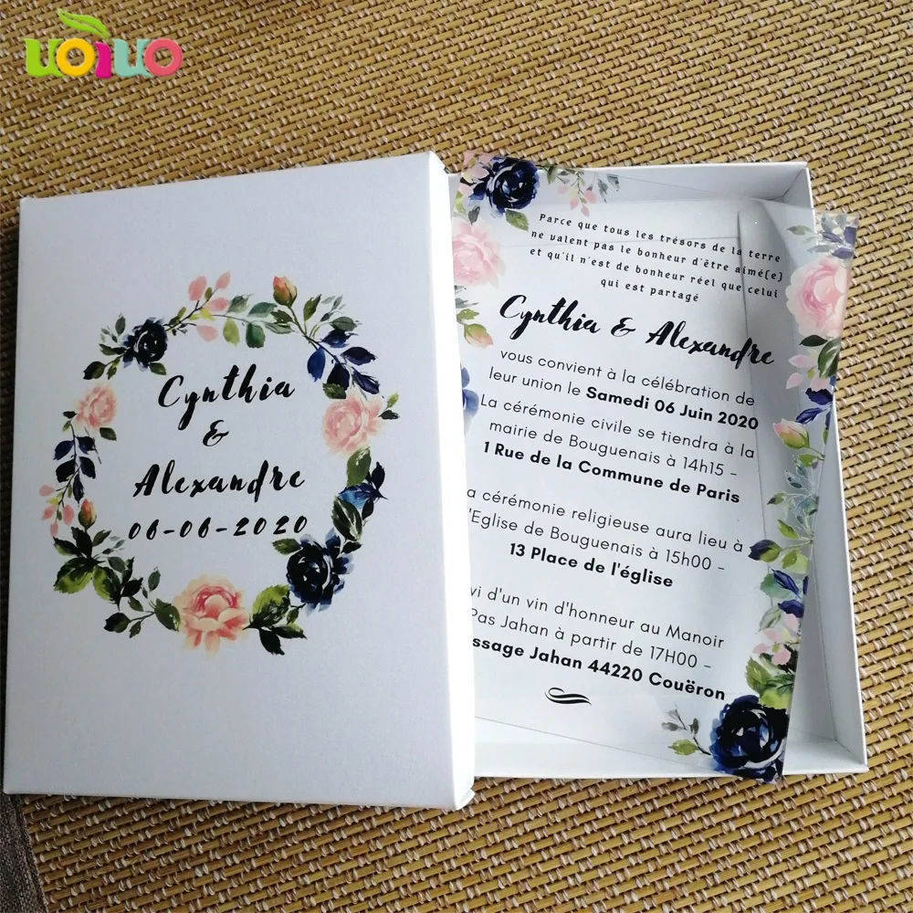  Acrylic wedding invitation custom wordings wedding invitation card with printed boxes - 4.00026E+12