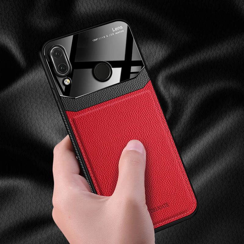 I coque чехол для Xiaomi Redmi Note 7 Pro Note7 на кожаном зеркальном стекле Силиконовый