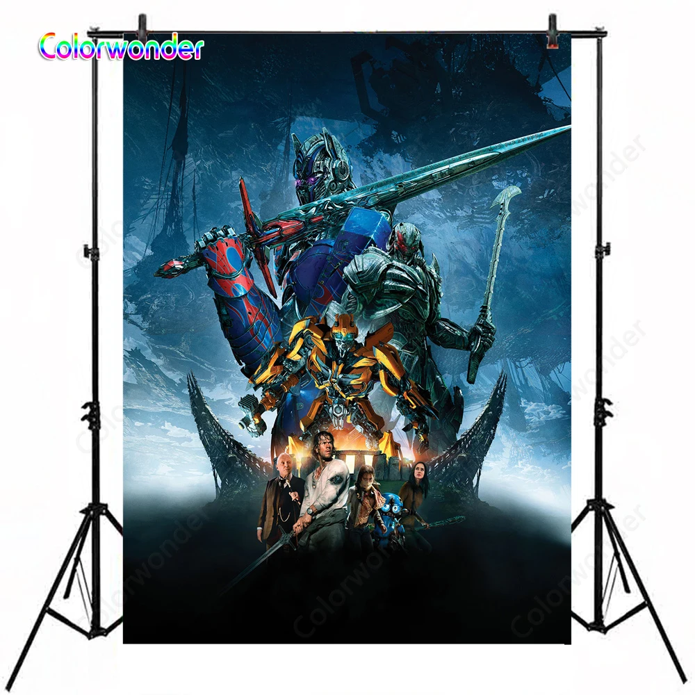 

Transformers Bumble Bee Optimus Prime Car With Weapon Photo Background Photographic Backdrop For Kids Birthday Party Decoration