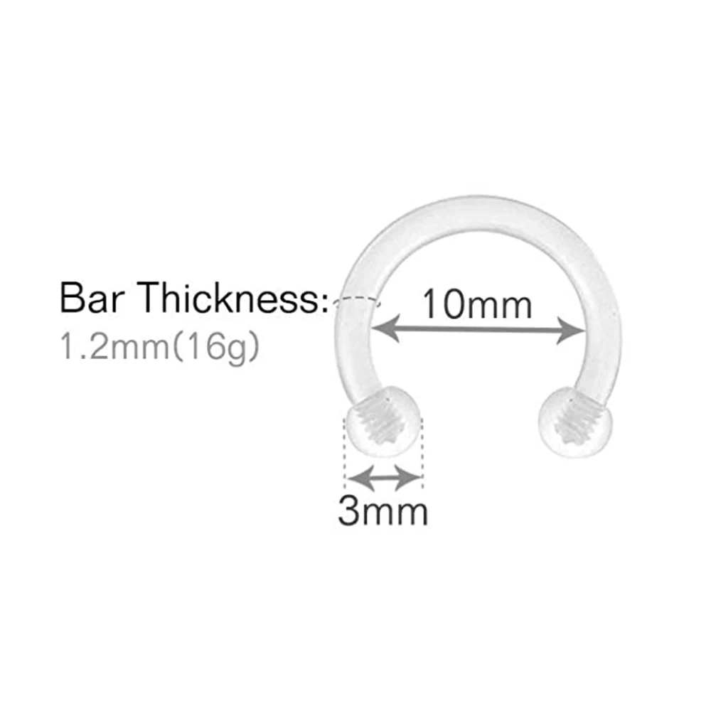 20 Pcs Piercings Nez Bioflex Transparent – Anneaux & Studs 18G/20G, Sans Nickel, Lot Funseedrr