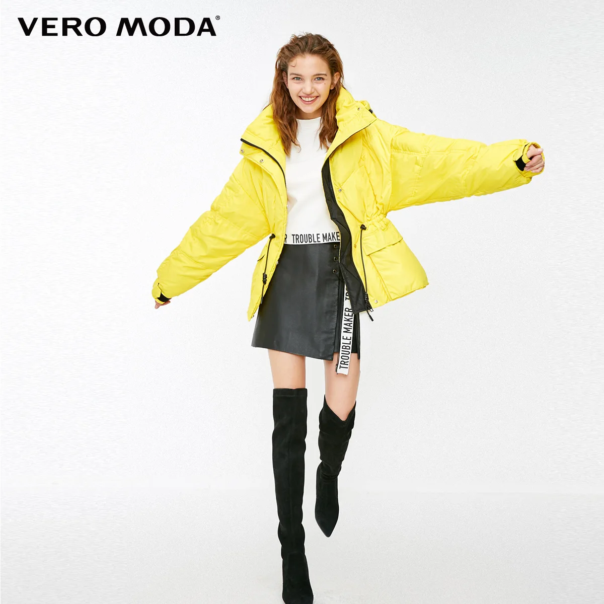 Vero Moda женский ins с капюшоном спущенное плечо шнурок Вниз Куртка парка пальто | 318423503
