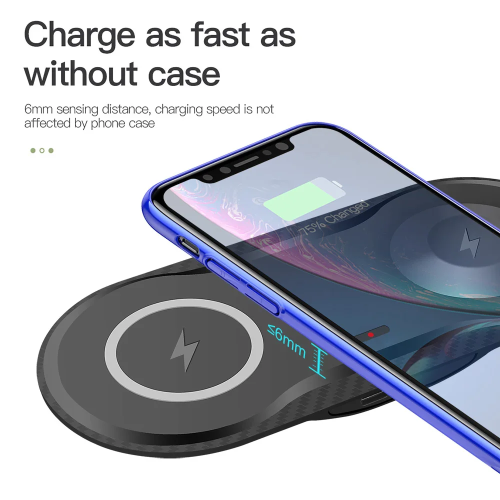 DCAE 2 в 1 двойная Беспроводная зарядная подставка для iPhone 11 XS XR X 8 AirPods Pro Apple Watch 5 4 3 2 10 Вт быстрая зарядная док-станция Qi