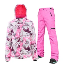 Searipe женский лыжный костюм наборы одежда для занятий сноубордингом водонепроницаемые ветрозащитные зимние костюмы куртки+ нагрудники брюки Лыжная куртка Лидер продаж