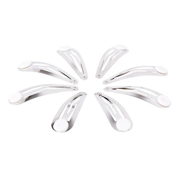 

50pcs Silver Tone Snap Hair Clips w/ Pads Craft Bow 50mm