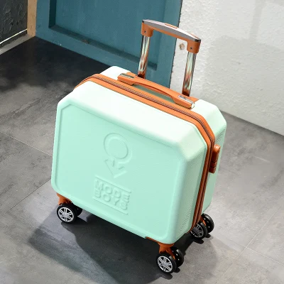 Роскошный небольшой чемодан на колесах Легкий Багаж для путешествий 16/18 коробка с тяговым стержнем Студенческая посадочная Тележка коробка мини пароль valise - Цвет: Green(single)