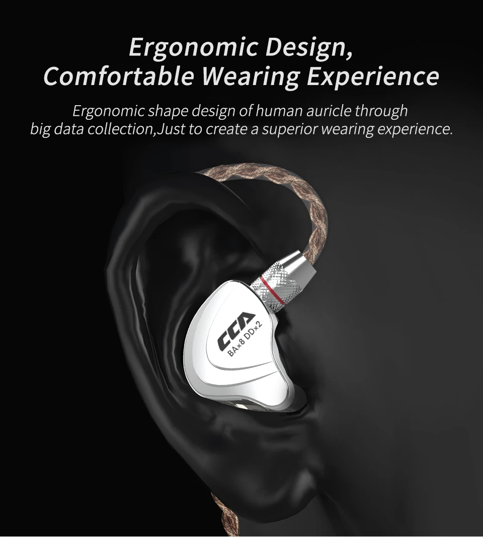 CCA C10 4BA+1DD Hybrid In Ear Earphone Hifi Running Sports Earphone 10 Drive Unit DJ Headset Noise Cancelling best earbuds wireless