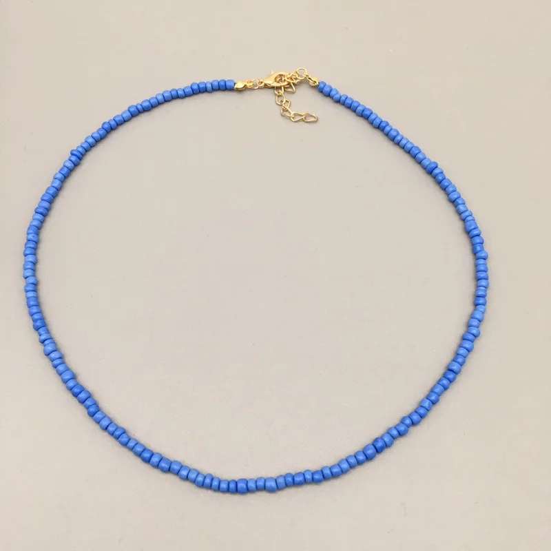 Простое Семя Ожерелье из бусин женские струна из бисера Короткое женское ожерелье ювелирные изделия 16 дюймов Чокеры ожерелье подарок - Окраска металла: 15