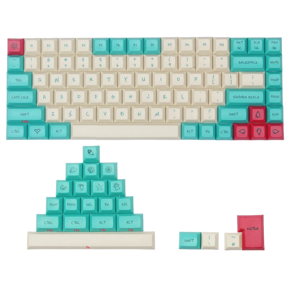 Гавайская тема DSA Keycaps PBT краситель Подложка для Cherry MX Switches 61 63 64 68 84 87 96 108 FC980M ANSI ISO