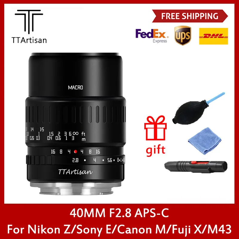 TTArtisan 40 мм F2.8 APS-C макро объектив Ручной фокус для SONY E FUJI X Canon M Panasonic Olympus M43 Nikon ZBlack |