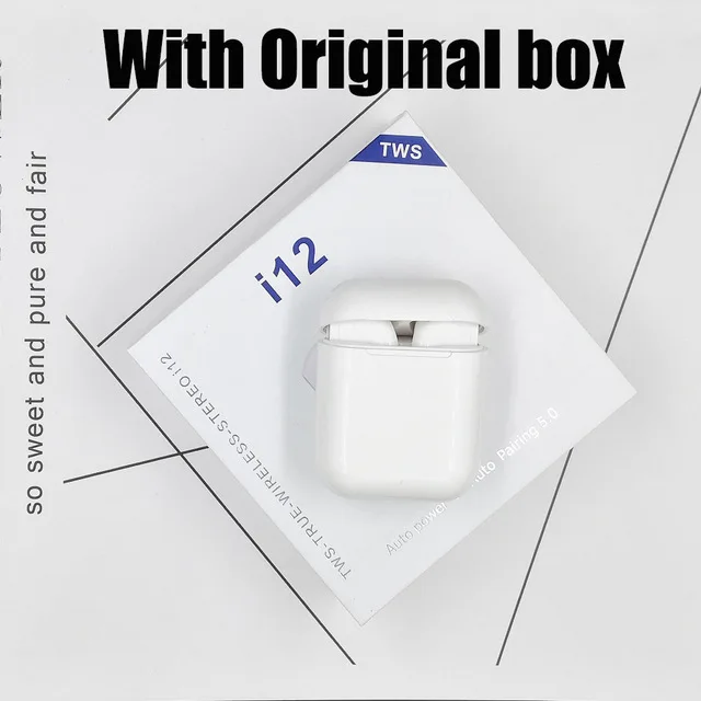 I12 TWS, матовые наушники, беспроводные наушники, bluetooth 5,0, сенсорный всплывающий бас, гарнитура, спортивные наушники для смартфонов - Цвет: i12 C white