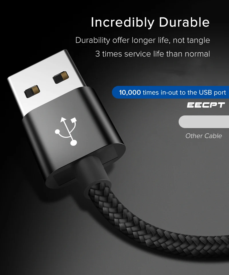 EECPT Micro USB кабель 3A кабель передачи данных для быстрой зарядки для samsung Xiaomi Redmi Note 5 Honor Android Microusb Быстрая зарядка шнур 3 м 2 м