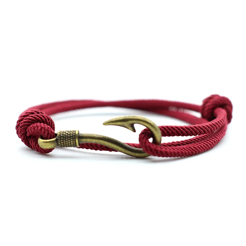 Wine Red Braided Leather Men Bracelet