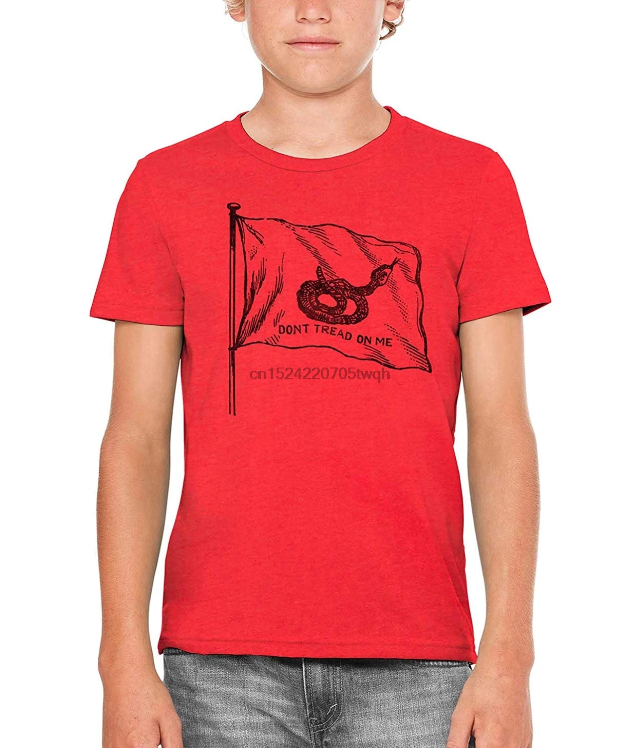 Austin Ink Apparel Don't Tread on Me Flag Soft Kids Unisex Girls Cotton T-Shirt |