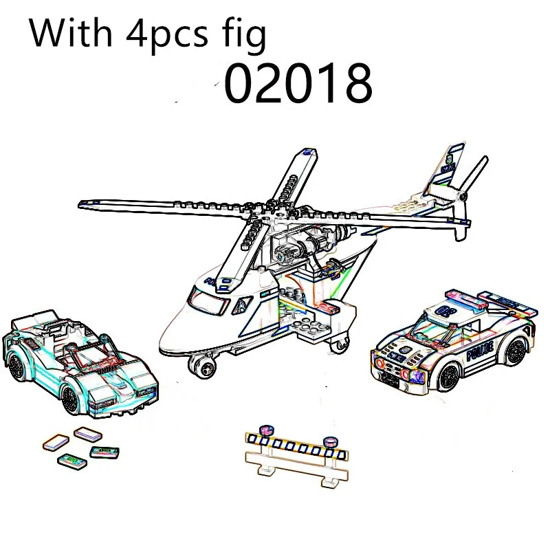 

The High-speed Chasing Helicopter Set city Series Educational Building Blocks Bricks Compatible legoing Toy boy gift