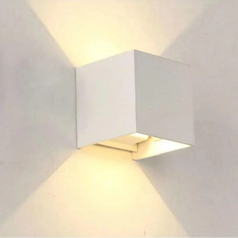 Открытый водонепроницаемый современный куб Регулируемый поверхностный монтаж 7 Вт 12 Вт светодиодный настенный светильник IP65 Алюминиевый COB настенный светильник садовый светильник
