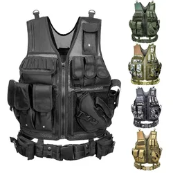 Gilet tactique militaire, gilets combat à armure, gilet de chasse tactique pour hommes, armure réglable de l'armée, gilet d'entraînement CS en plein air airsoft 