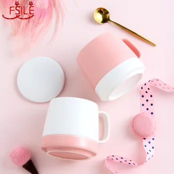 

European-style Simple Ceramic Mug with Lid Modern Creative Flower Tea Matte Coffee Office Home Fine Ceramic Coffee Milk Cup
