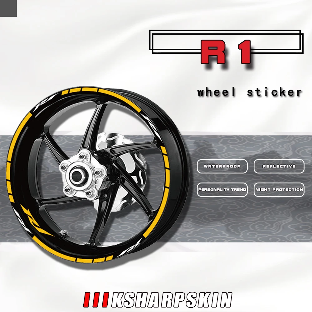

Декоративные водонепроницаемые наклейки в виде обода мотоцикла, ночные Светоотражающие предупреждающие наклейки, полосатая водонепроницаемая лента для YAMAHA R1 R 1 r1