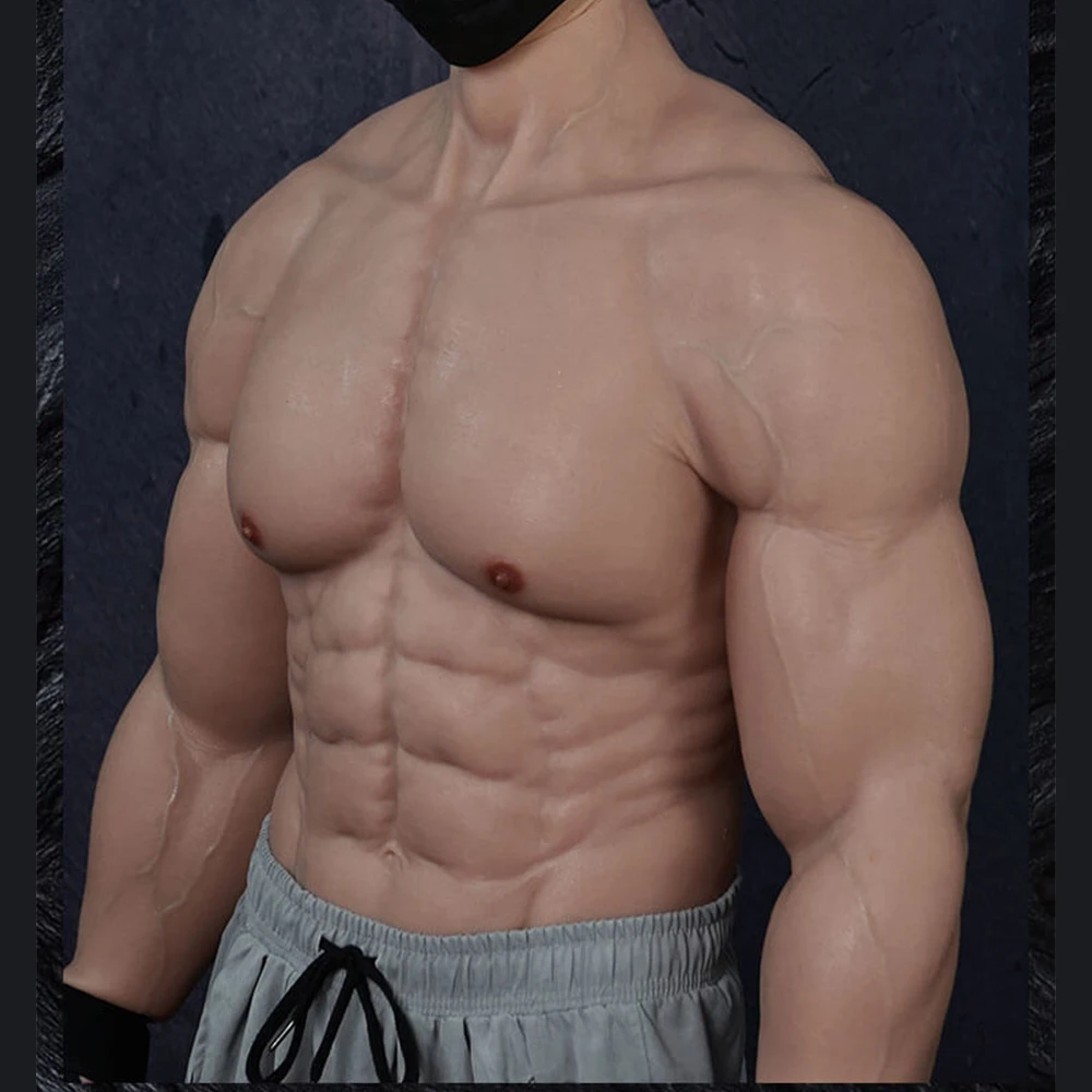 Fake Muscles Muscle Suit Realistic Silicone Half Body With Arms Muscle