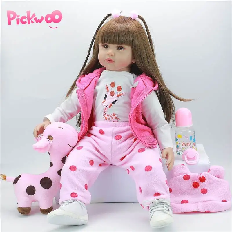 

Pickwoo 23inch 60cm Newborn Soft Silicone Vinyl Reborn Doll Reborn Babies Lifelike Newborn Baby Soft Silicone Doll Christma gift