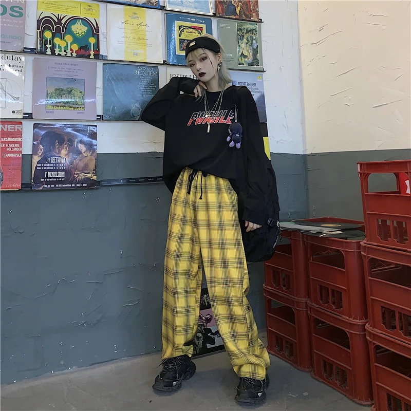 Винтажные платные лоскутные брюки Harajuku женские брюки эластичные брюки корейские повседневные Прямые Панталоны jogger уличная одежда