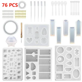 

76pcs/Set Silicone Mold For Resin DIY Clay Epoxy Resin Casting Molds And Tools Set Storage Bag For Making Jewelry Pendant Mould