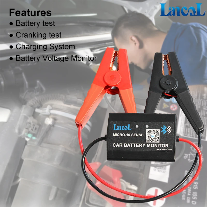 Lancol MICRO10A New Version Bluetooth Battery Monitor Tester System Monitor Digital Battery Analyzer Load Tester 12V