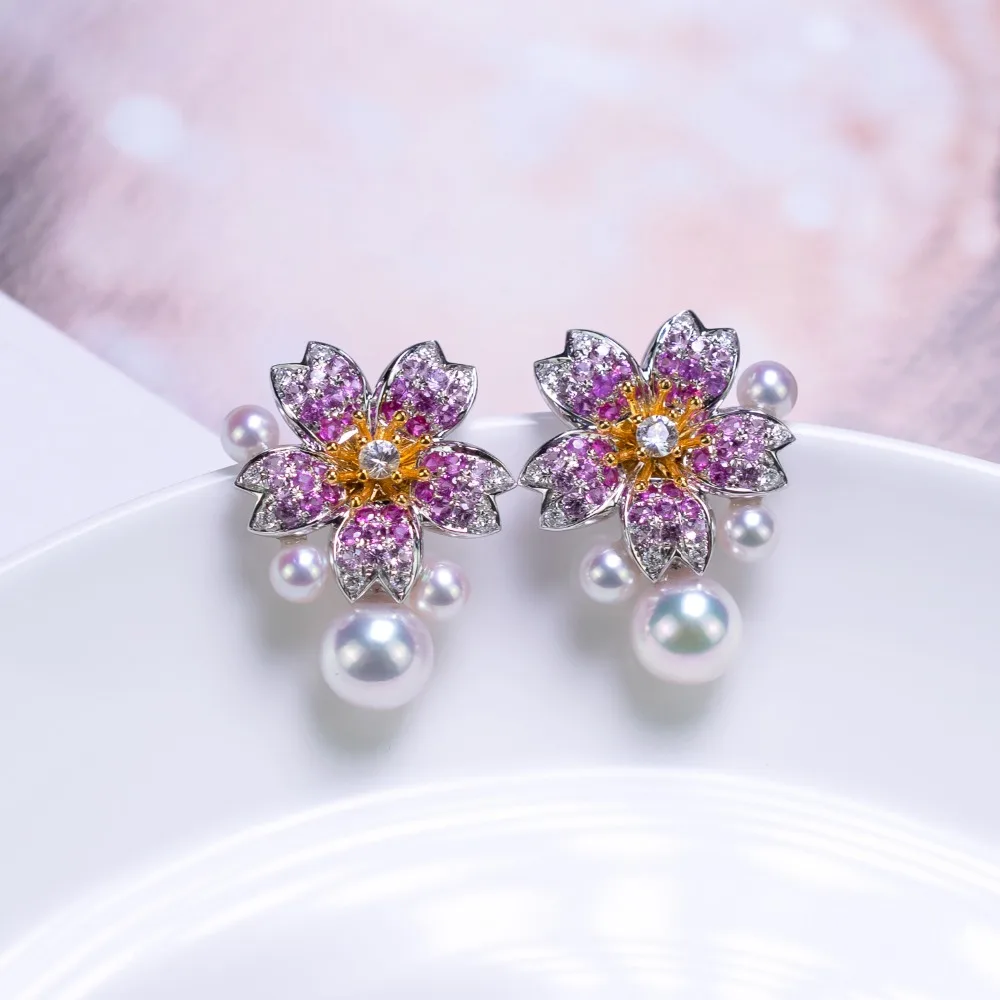 Роскошный цветочный дизайн, женские серьги с кубическим цирконием, модные свадебные банкетные серьги-гвоздики, сверкающие свежие жемчужные серьги с серебряной булавкой