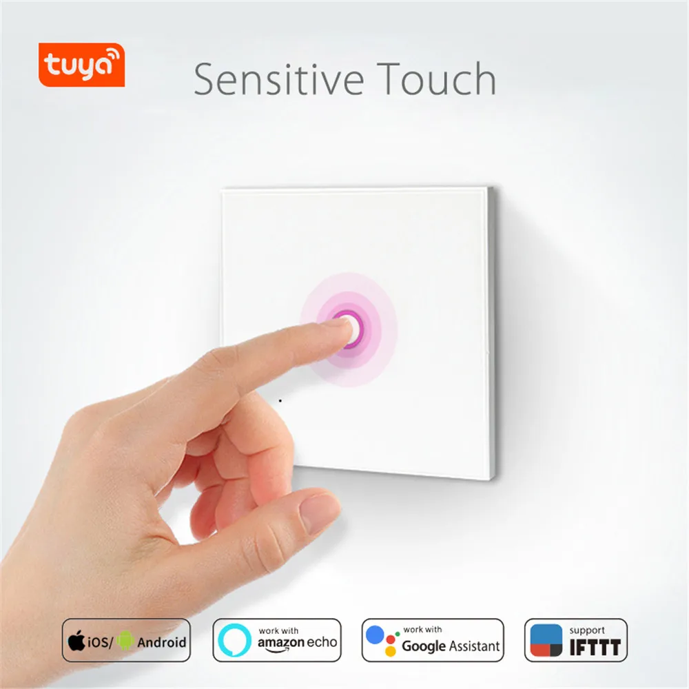 

Timethinker Tuya WiFi Switch EU 1/2/3 Gang Wall Glass Panel Remote Control LED Light Smart Home Work with Alexa Echo Google Home