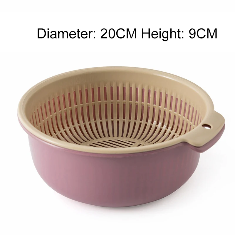 purple Large Двухслойная съемная корзина для мытья овощей, аксессуары для кухни E2S - Цвет: purple Large
