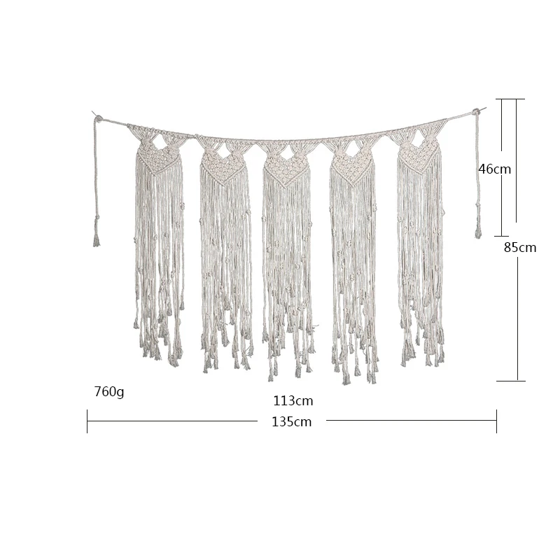 Wedding wall macrame curtains boho tapestry beige knitted cotton large tapestries wedding party wall hanging Christmas decor