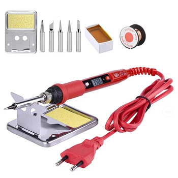 

JCD 80W 220V Soldering iron LCD adjustable temperature welding machine solder iron tool kits with soldering tips rosin wire 908S