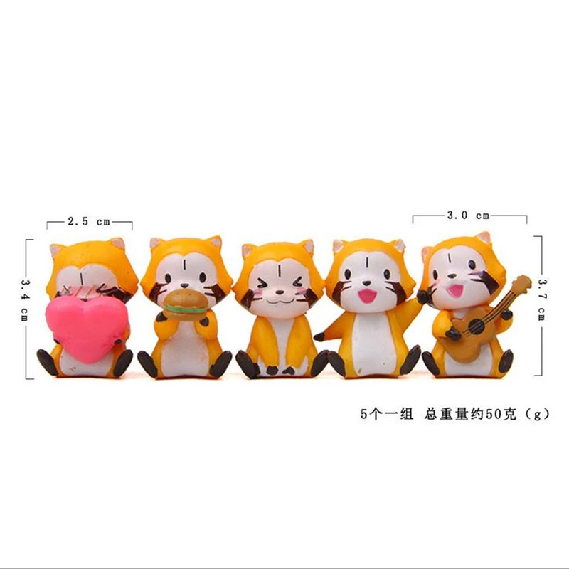 5pcs Little Raccoon Model 2.5*3.7cm Cute PVC Figure Dolls Lovely Birthday Collection Kids Toys Gift