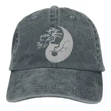 Для мужчин's/Для женщин Регулируемый хлопкового денима Бейсбол Кепки дерево бонсай на символ Инь и Янь-3 папа шляпа