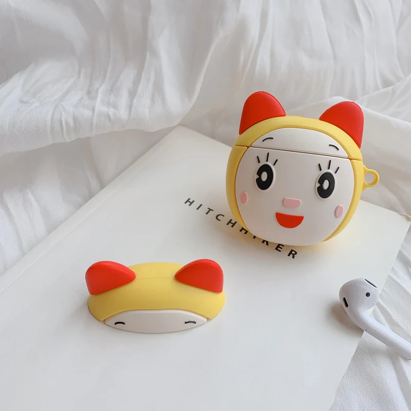 Doraemon чехол для наушников Dorami силиконовый чехол для AirPods 1 2 гарнитура зарядная коробка милые 3D Pokemons и Pikachus чехлы с крюком