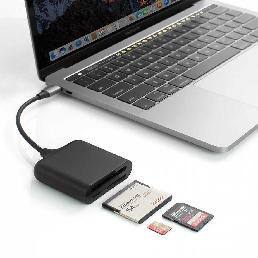 Hyper HyperDrive USB-C Pro Card Reader for UHS-II microSD, SD 4.0, CFast card- Black